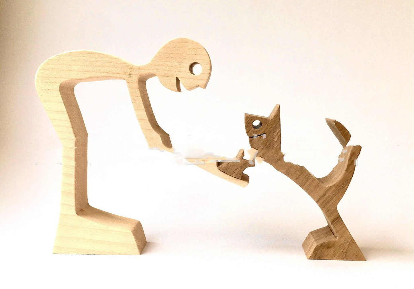 DIY Figurine Wood Dog Ornament Sculpture Home Decoration A Man A Dog Wood Sculpture Christmas Gifts Model Decor - Pacisia