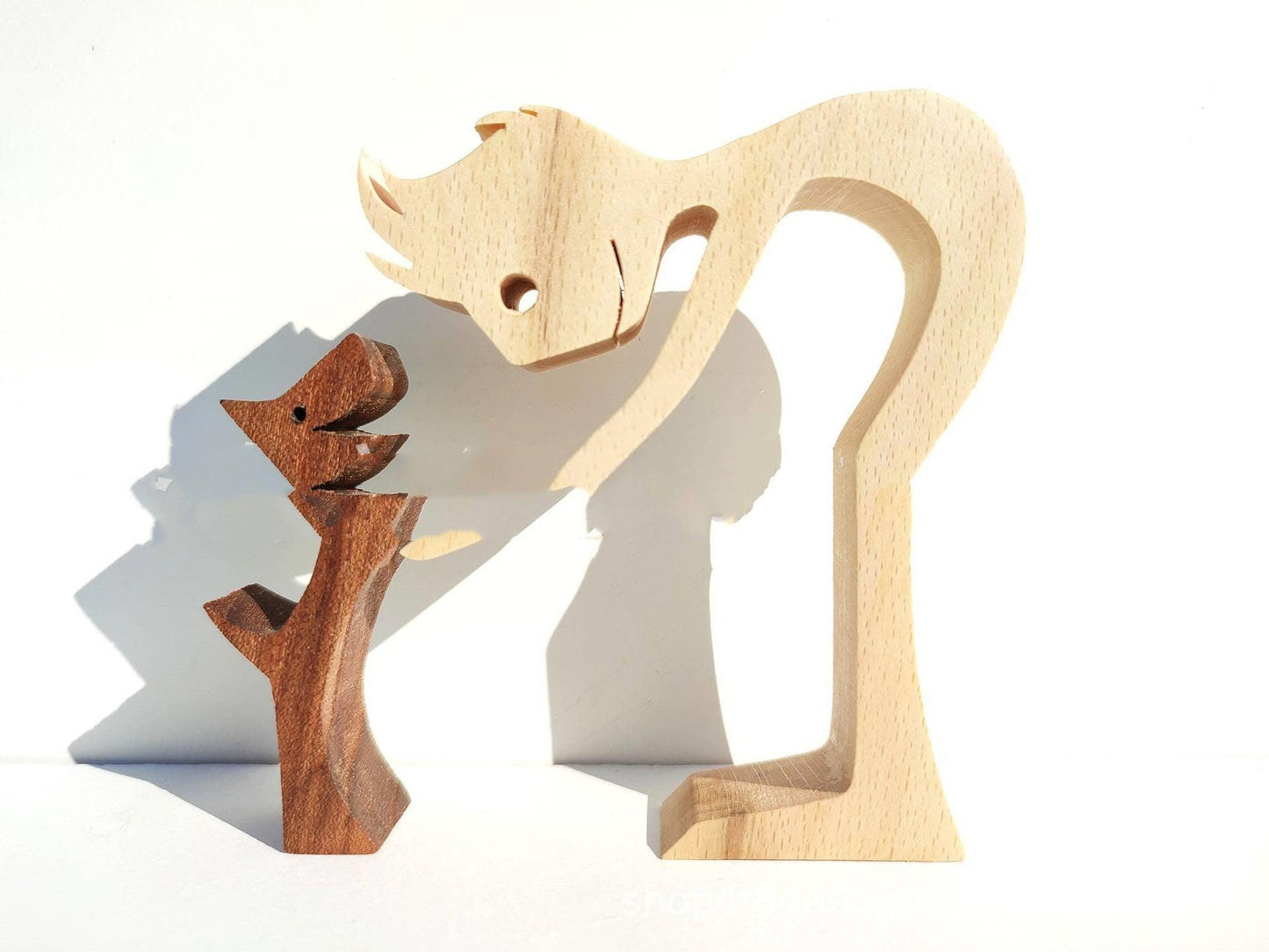 DIY Figurine Wood Dog Ornament Sculpture Home Decoration A Man A Dog Wood Sculpture Christmas Gifts Model Decor - Pacisia