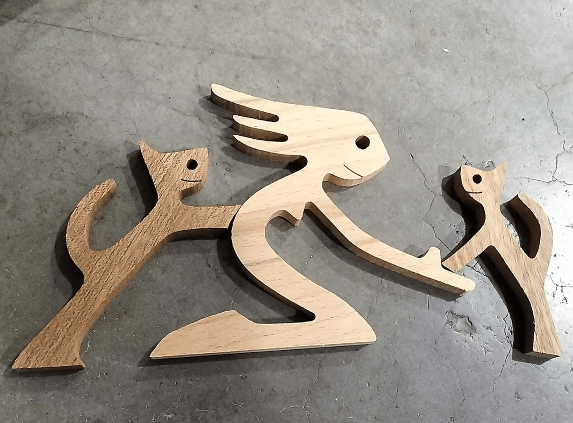 DIY Figurine Wood Dog Ornament Sculpture Home Decoration A Man A Dog Wood Sculpture Christmas Gifts Model Decor - Pacisia