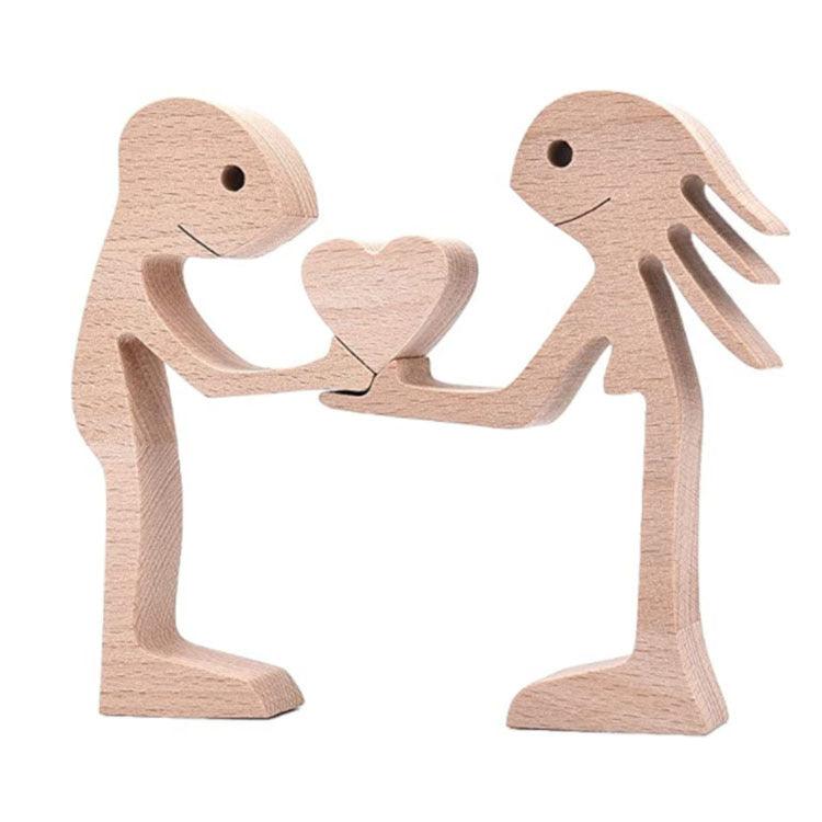 DIY Figurine Wood Dog Ornament Sculpture Home Decoration A Man A Dog Wood Sculpture Christmas Gifts Model Decor - Pacisia