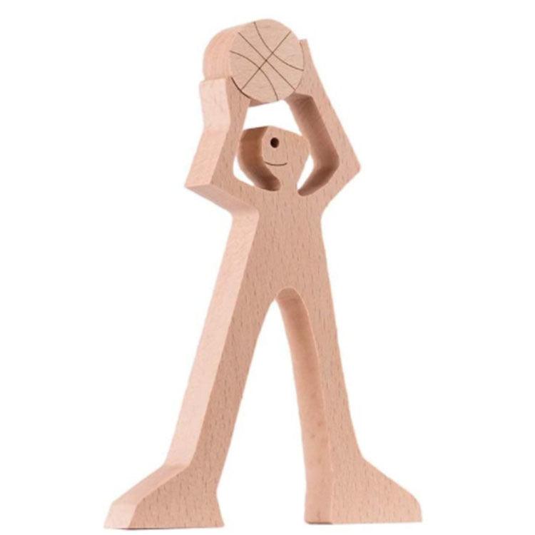 DIY Figurine Wood Dog Ornament Sculpture Home Decoration A Man A Dog Wood Sculpture Christmas Gifts Model Decor - Pacisia