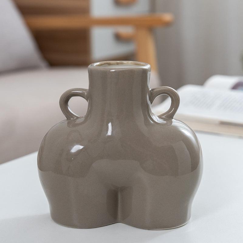 Home Ceramic Decoration Crafts Ornaments Simulation Body Art Dried Flower Vase - Pacisia