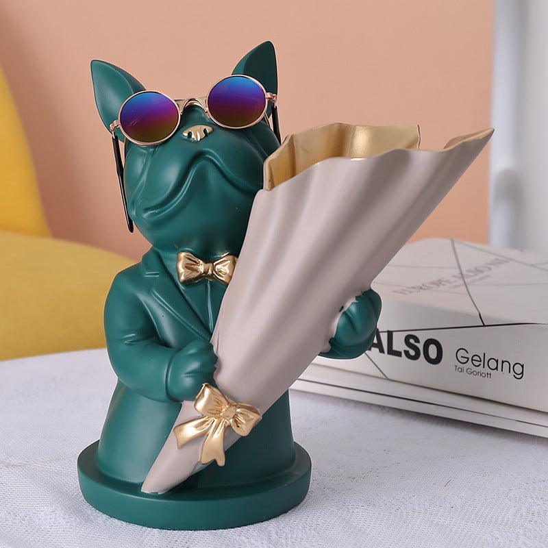 Home Decor,Figurine Miniature,French Bulldog,Sculpture,Desktop Flower Vase,Table Decoration,Modern,Living Room,Decorative Statue - Pacisia