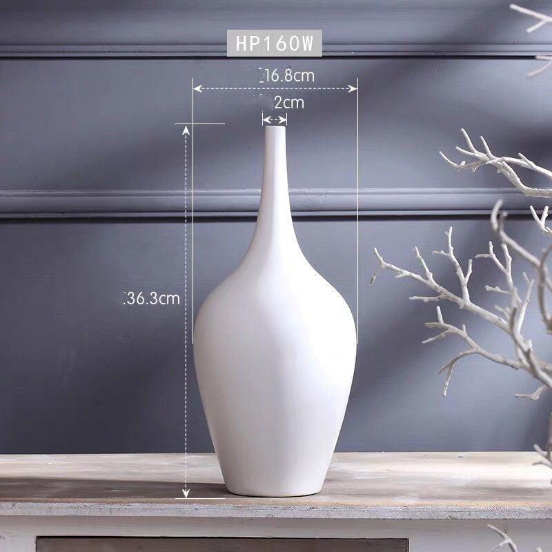 Home Desktop Flower Arrangement Decor Ceramic White Tall Vase - Pacisia