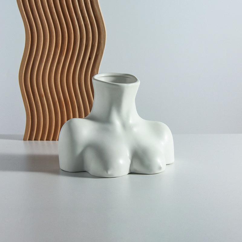 Human Body Vase And Bust Ceramic Living Room Flower Arranging Device - Pacisia