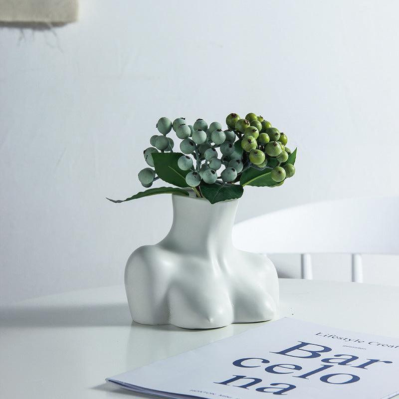 Human Body Vase And Bust Ceramic Living Room Flower Arranging Device - Pacisia