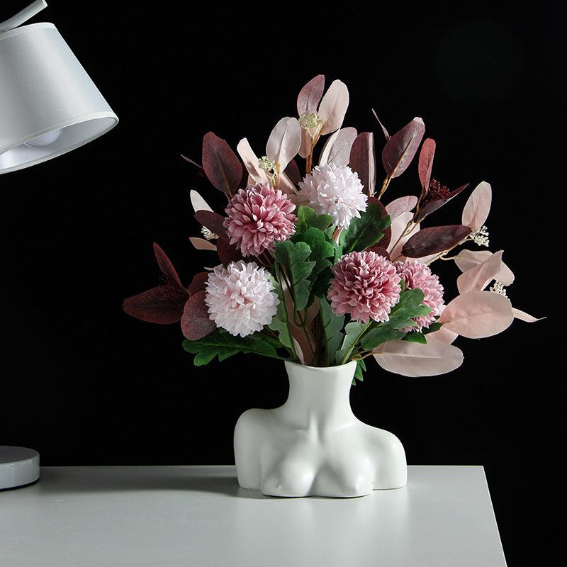 Human Body Vase And Bust Ceramic Living Room Flower Arranging Device - Pacisia
