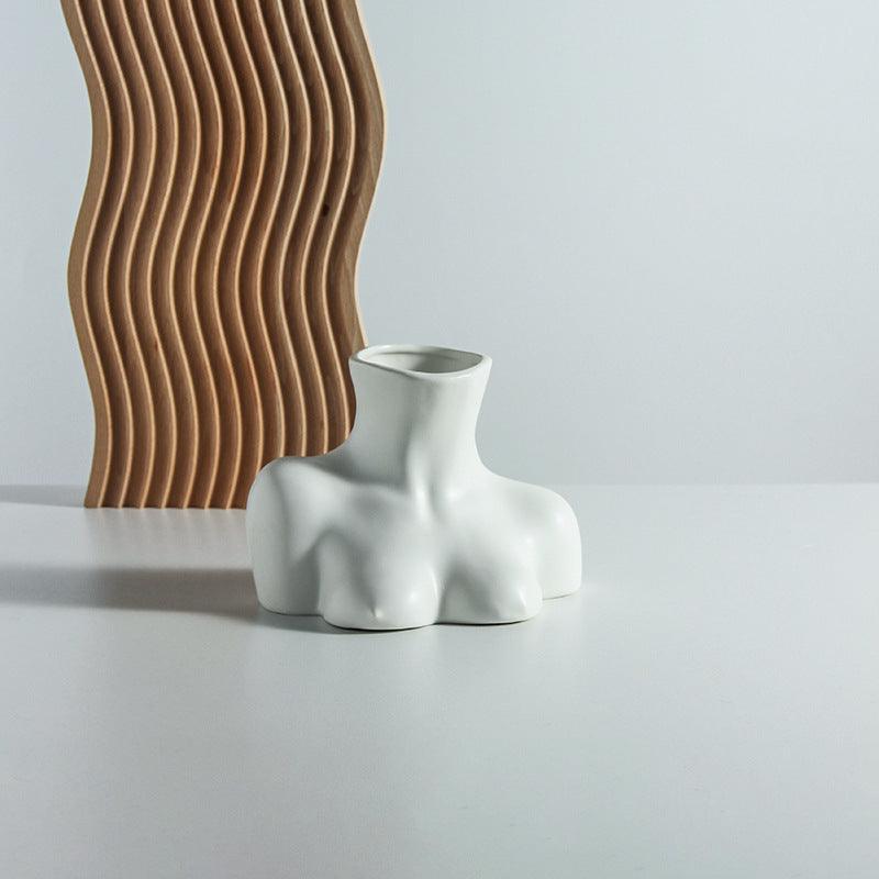Human Body Vase And Bust Ceramic Living Room Flower Arranging Device - Pacisia