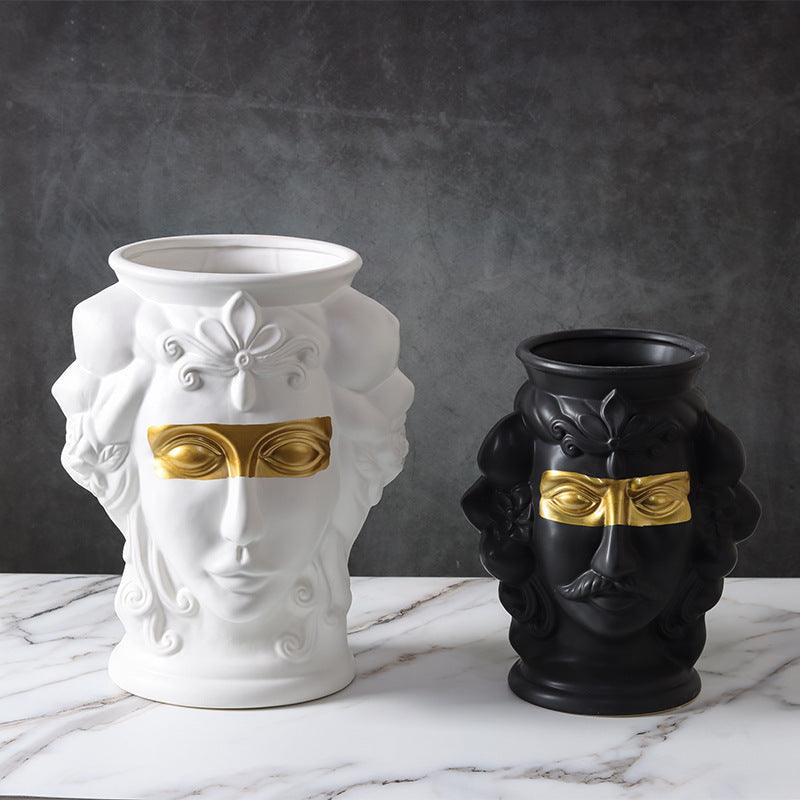 Human Face, Head Shape, Ceramic Vase, Handicraft Ornaments - Pacisia