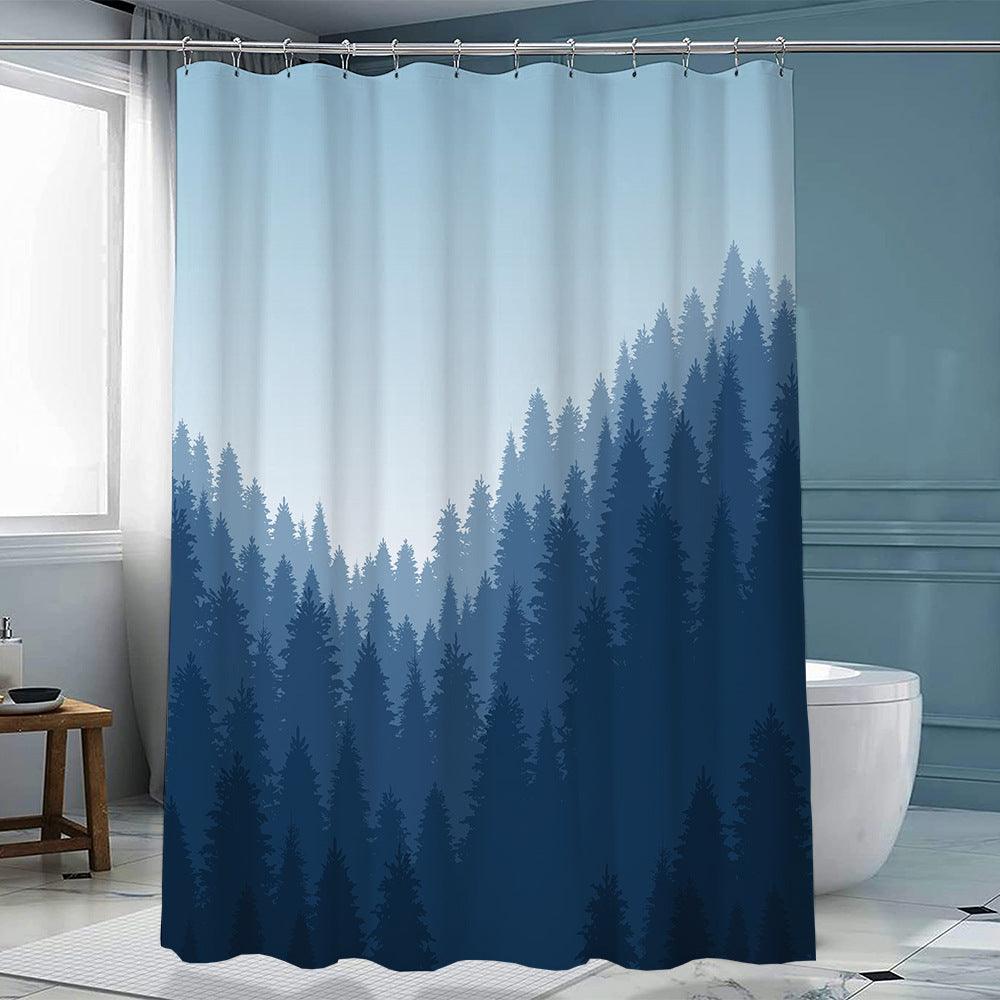 Ink Forest Shower Curtain Chinese Polyester With Hook - Pacisia