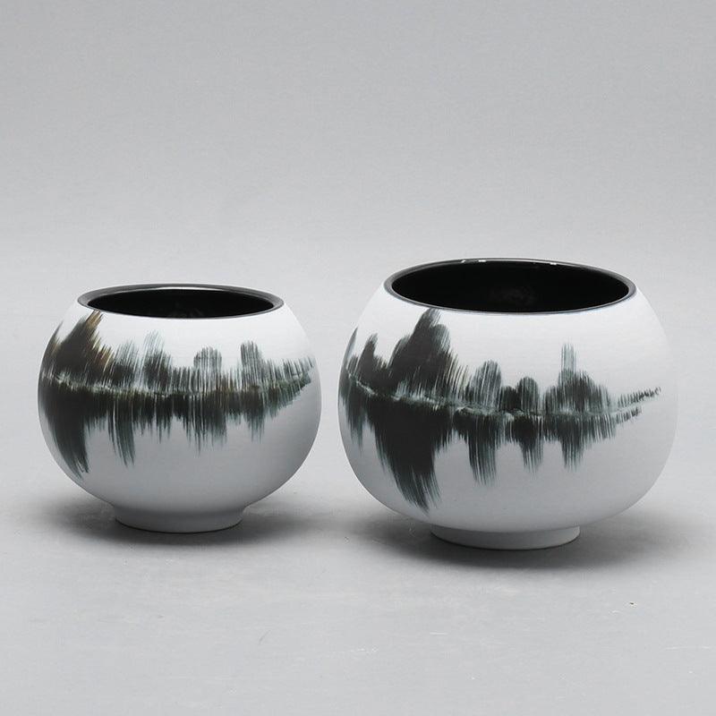Ink Painting Ceramic Vase Model Room Living Room - Pacisia