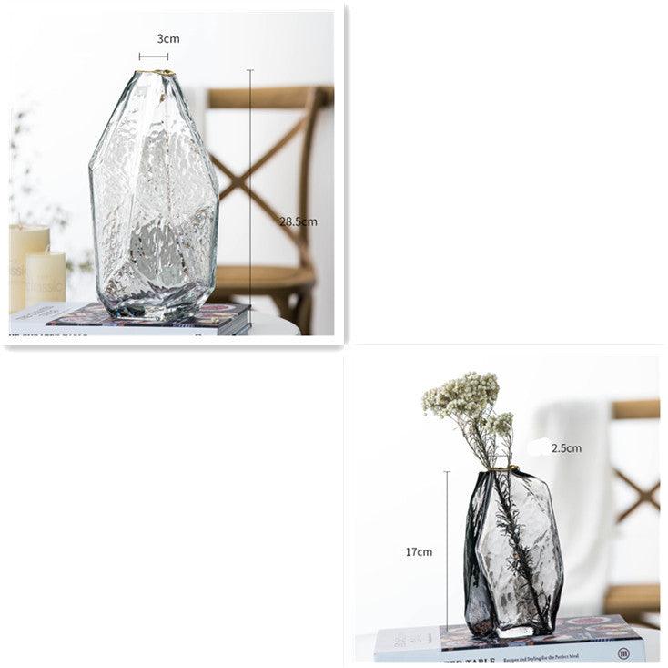Irregular Geometric Japanese Hammered Handmade Glass Vase - Pacisia