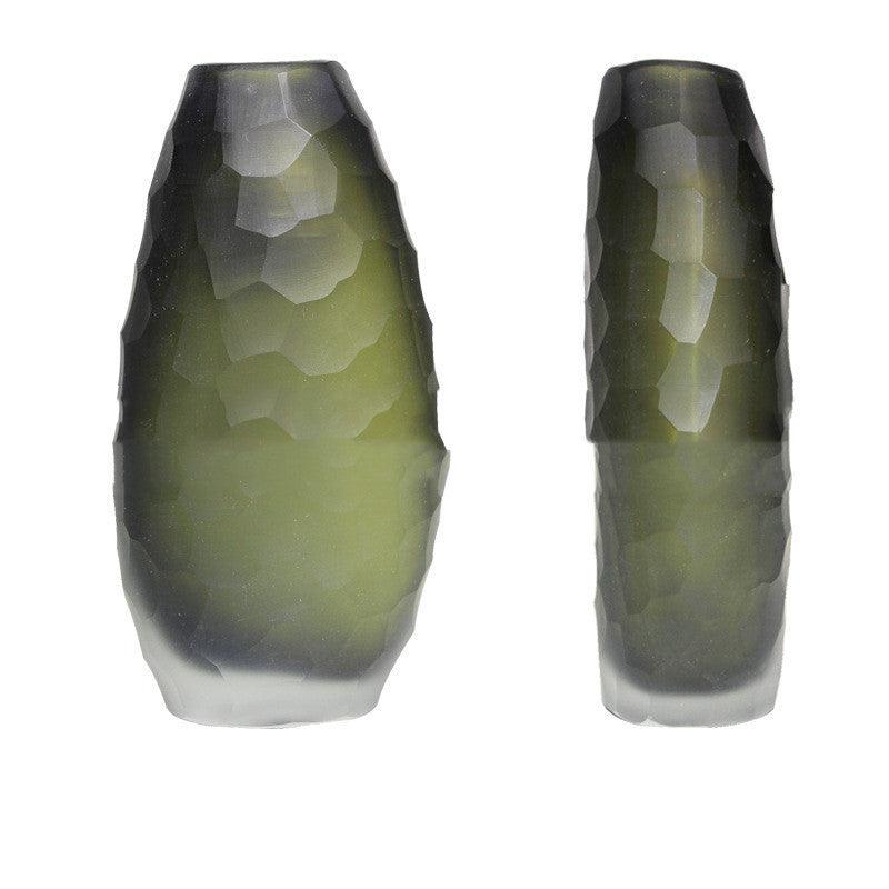 Irregularly Carved Ground Glass Vase Soft Decoration - Pacisia