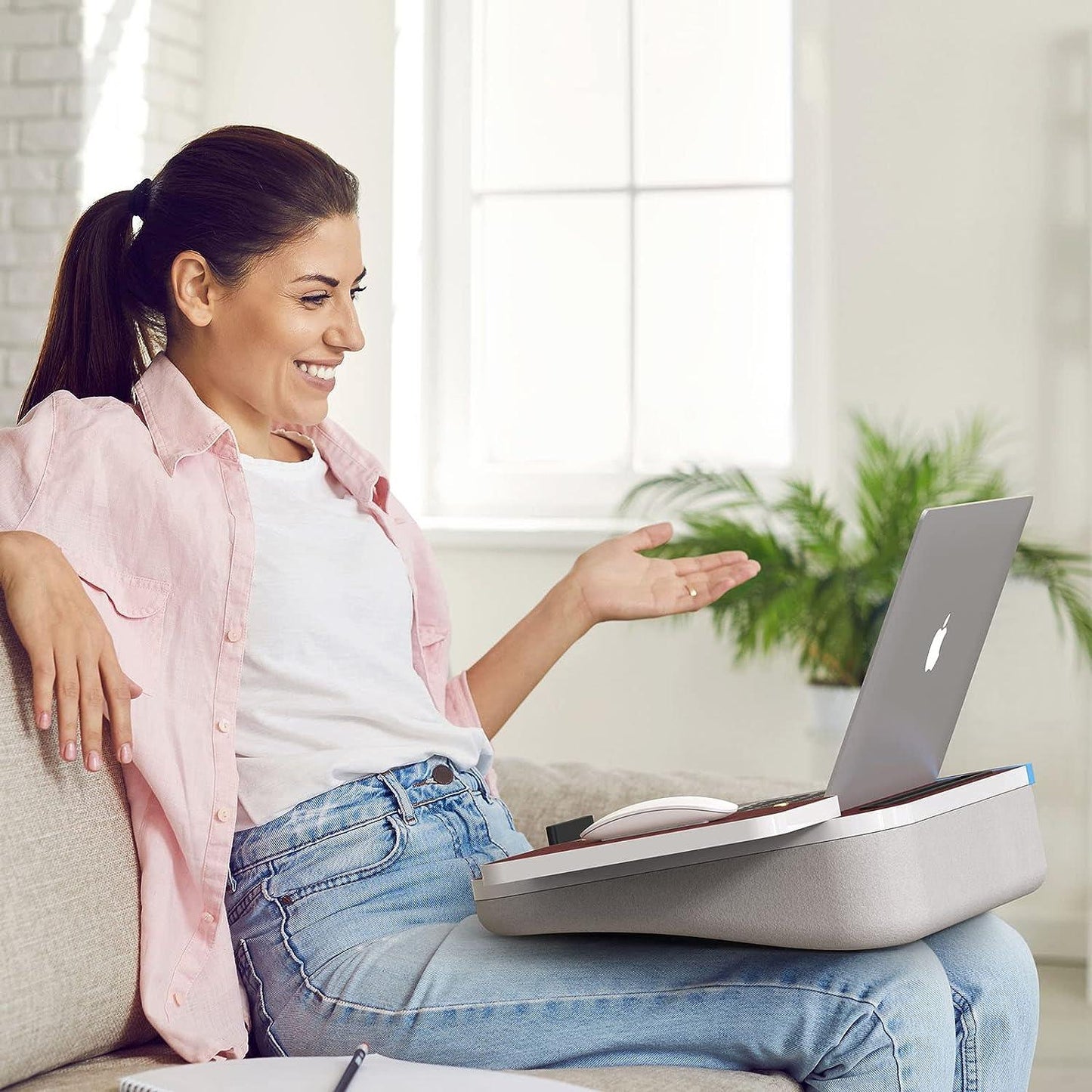 Lap Desk With Cushion, Tablet Holder And Detachable Mouse Tray, Fits Up To 16.1 Inches Laptops, Lap Desk For Bed Couch Sofa And Table - Pacisia