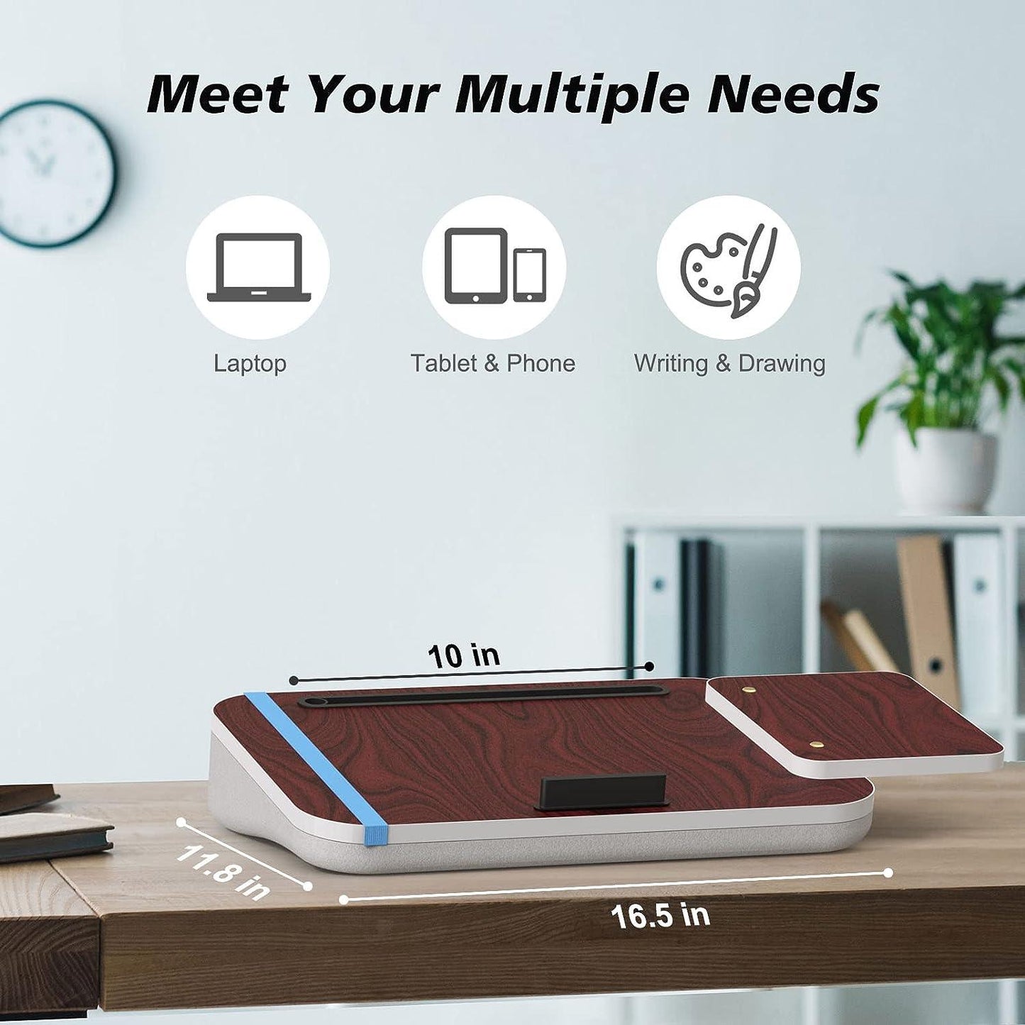 Lap Desk With Cushion, Tablet Holder And Detachable Mouse Tray, Fits Up To 16.1 Inches Laptops, Lap Desk For Bed Couch Sofa And Table - Pacisia