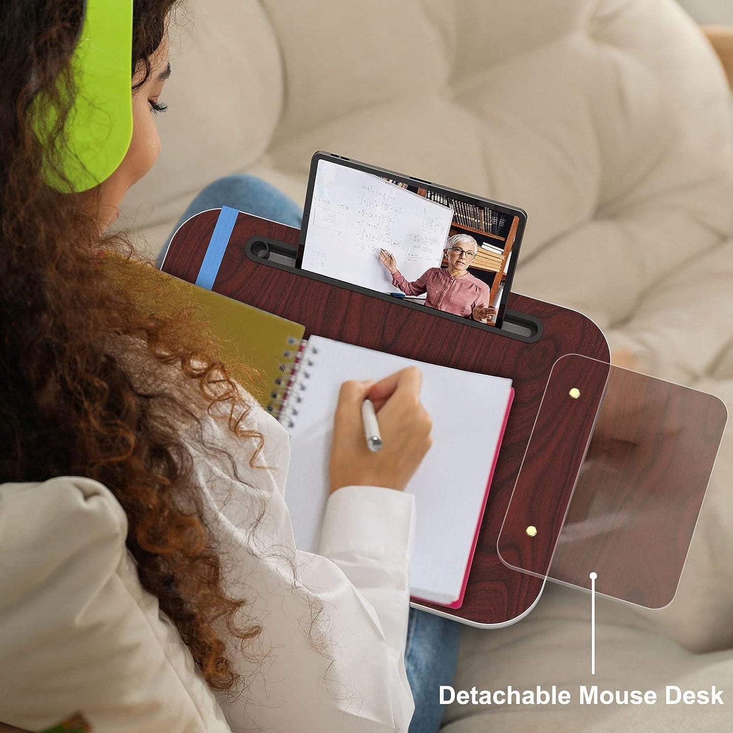 Lap Desk With Cushion, Tablet Holder And Detachable Mouse Tray, Fits Up To 16.1 Inches Laptops, Lap Desk For Bed Couch Sofa And Table - Pacisia