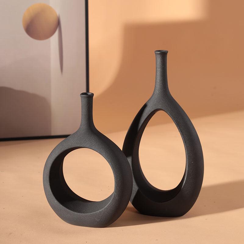 Living Room Art Vase Flower Ceramics Nordic Creative Minimalist TV Cabinet Porch Model Room Decoration Ornaments - Pacisia