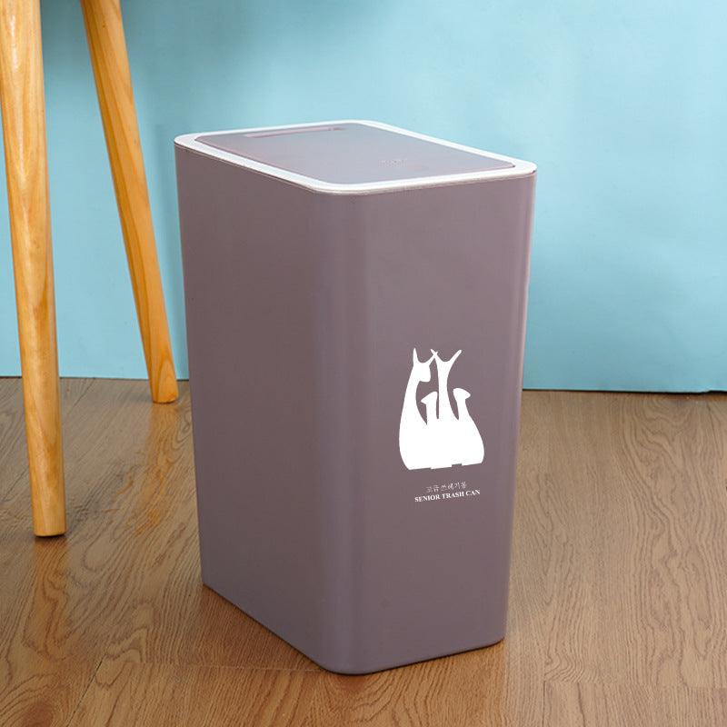 Living Room Bathroom With Lid Press Corner Trash Bin - Pacisia