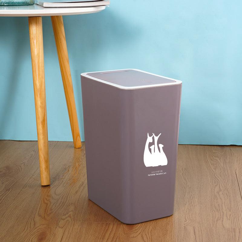Living Room Bathroom With Lid Press Corner Trash Bin - Pacisia