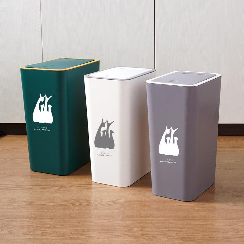 Living Room Bathroom With Lid Press Corner Trash Bin - Pacisia