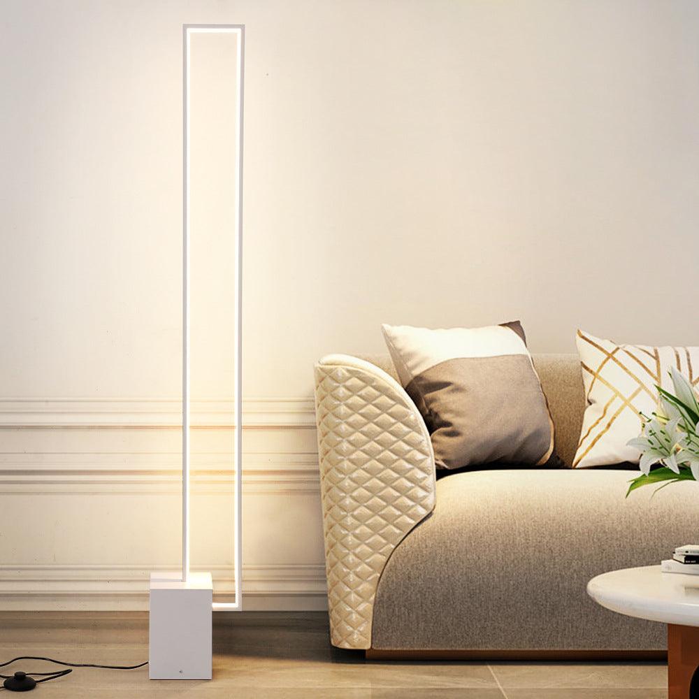 Minimalist Sand Black Floor Lamp Quadriboid Base Square Light Body - Pacisia