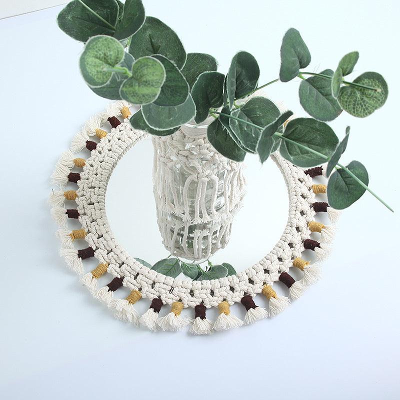 Mirror Handmade Tapestry Makeup Mirror Bedside Decoration Wall Hanging - Pacisia