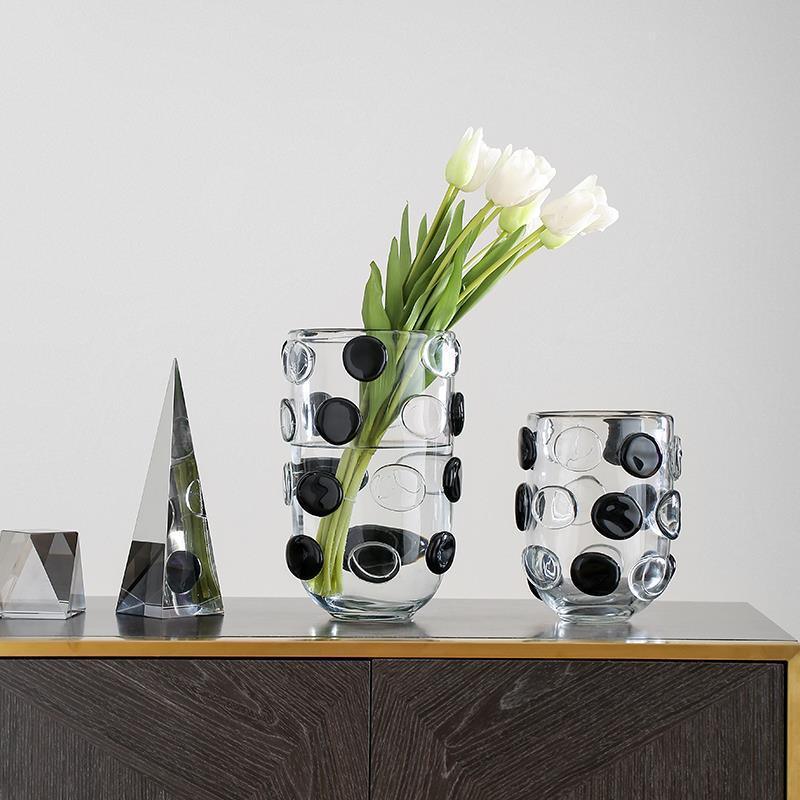 Modern And Simple Hand-made Black And White Light Luxury Glass Vase - Pacisia