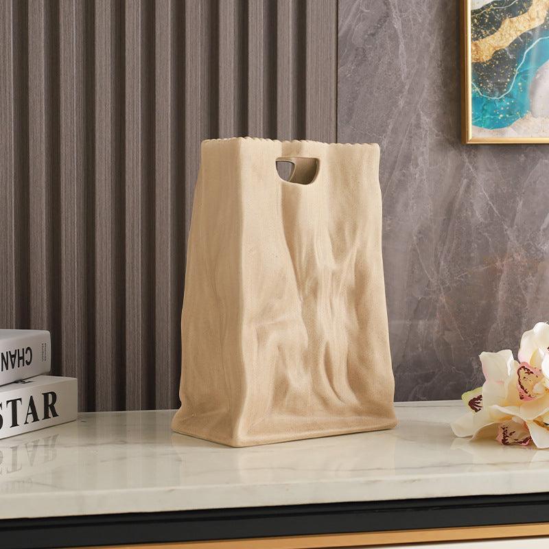 Modern Home Ceramic Paper Bag Vase Decoration - Pacisia