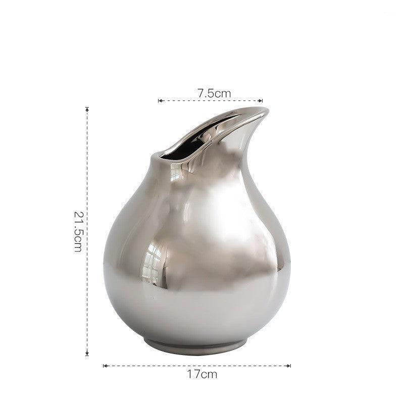 Modern Light Luxury Irregular Silver Plated Ceramic Vase - Pacisia