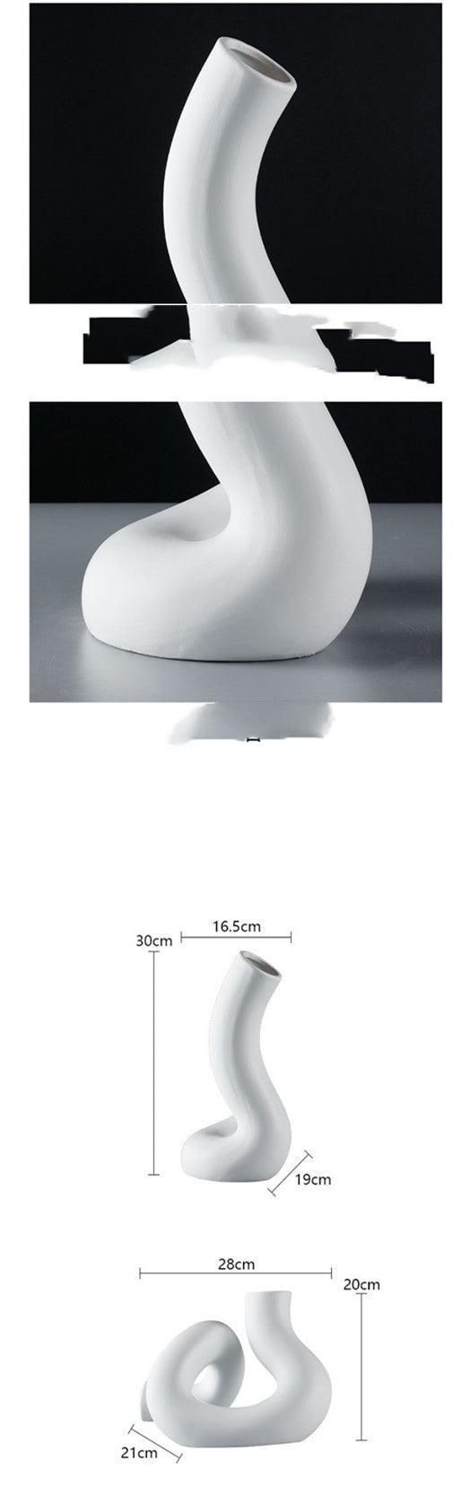 Modern Minimalist White Twisted Creative Vase Flower Arrangement Dried Flowers - Pacisia