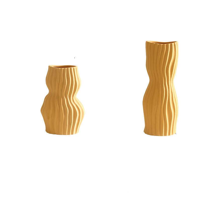 Nordic Creative Hand-painted Vase Ceramic Black And White Vertical Pattern Flower - Pacisia