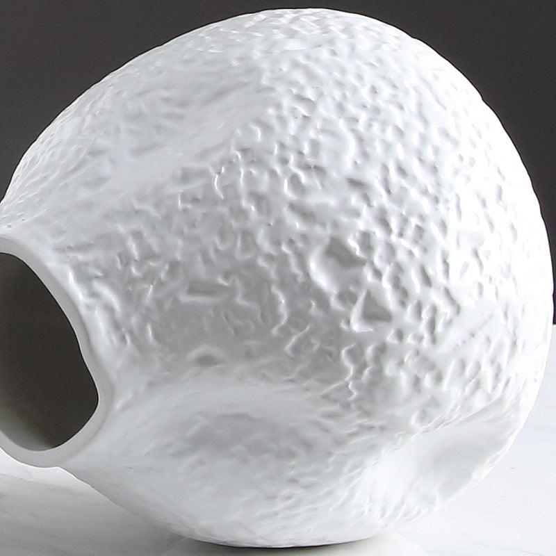 Nordic Simple Ceramic Concave White Vase Soft Home Decoration Ornaments - Pacisia