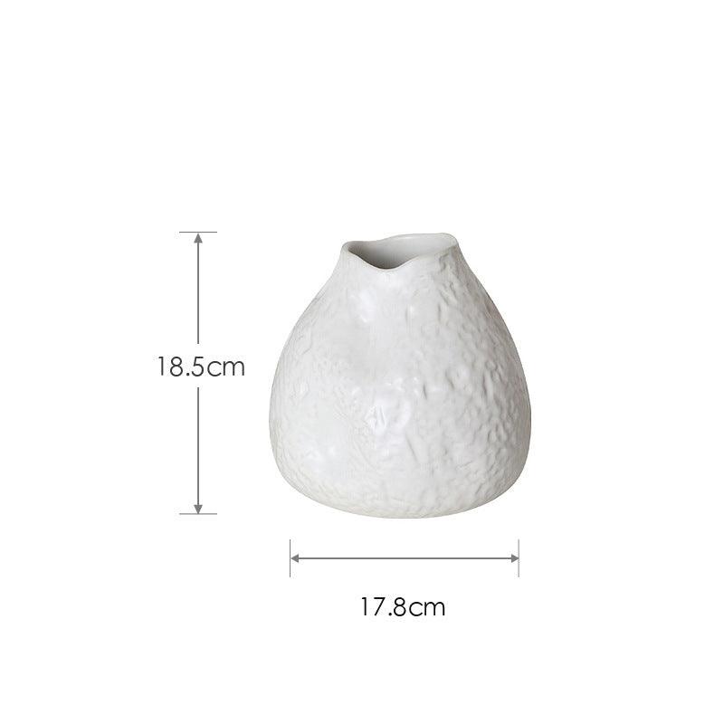 Nordic Simple Ceramic Concave White Vase Soft Home Decoration Ornaments - Pacisia