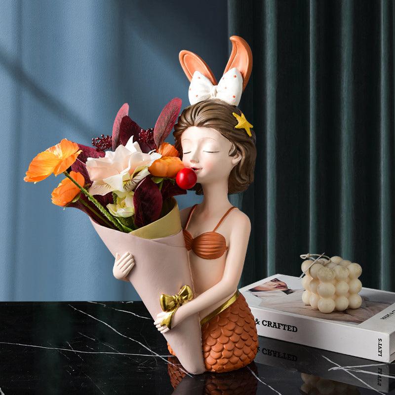 Nordic Style Bubble Girl Resin Flower Vase Ornaments - Pacisia