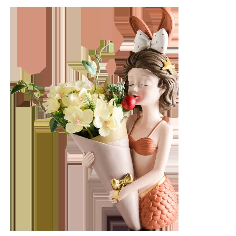 Nordic Style Bubble Girl Resin Flower Vase Ornaments - Pacisia