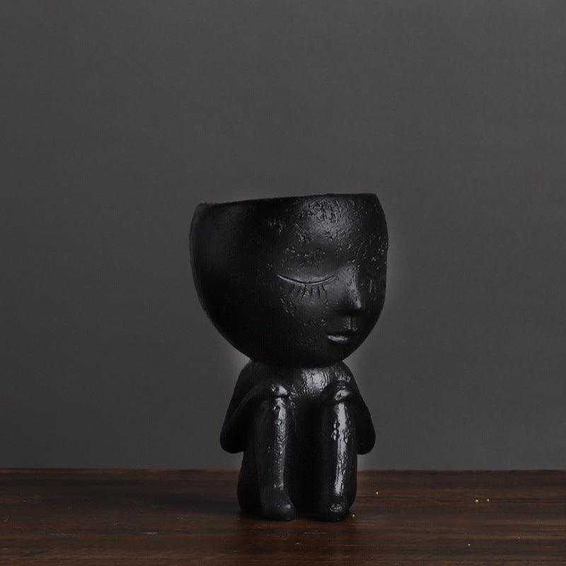 Nordic Style Girl Doll Modern Home Decoration Resin Vase - Pacisia