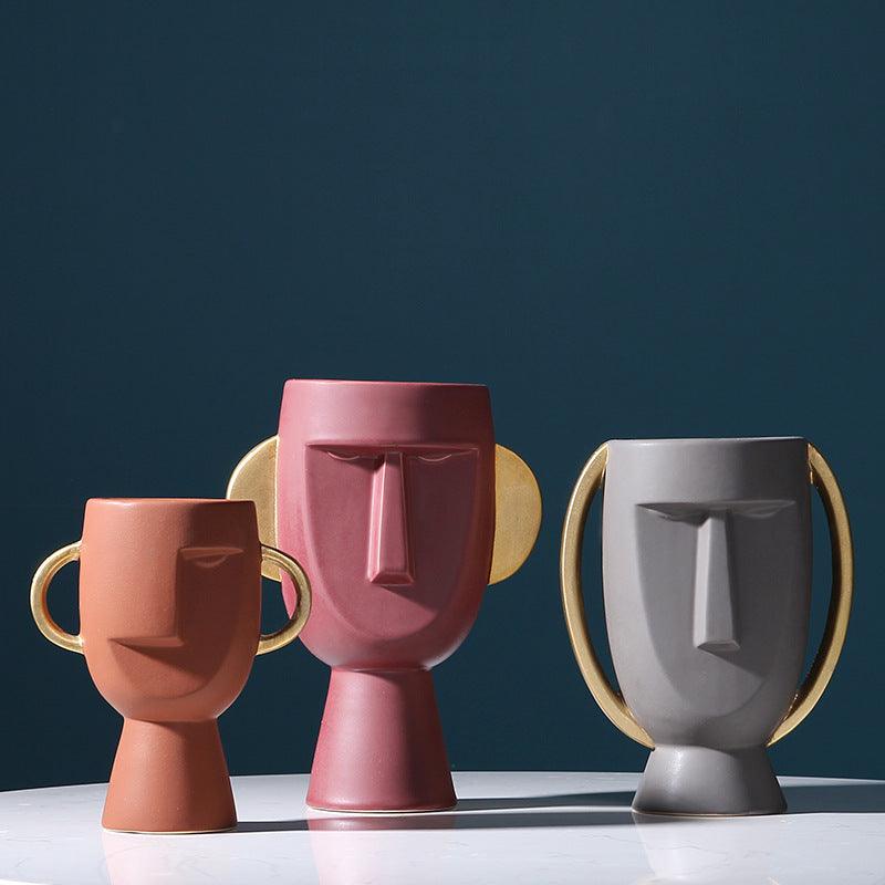 Northern Europe Limelight Resembles Facial Ceramic Vase Originality Is Contracted - Pacisia
