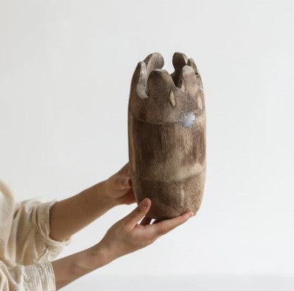 Old Solid Wood Wabi Sabi Style Vase Ornament - Pacisia