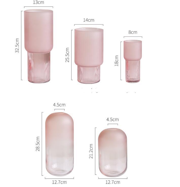 Pink Glass Vase Transparent Modern And Minimalist Nordic Style Decoration - Pacisia