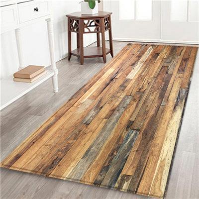 Plank Geometric Floor Mats Flannel Thick Carpet - Pacisia