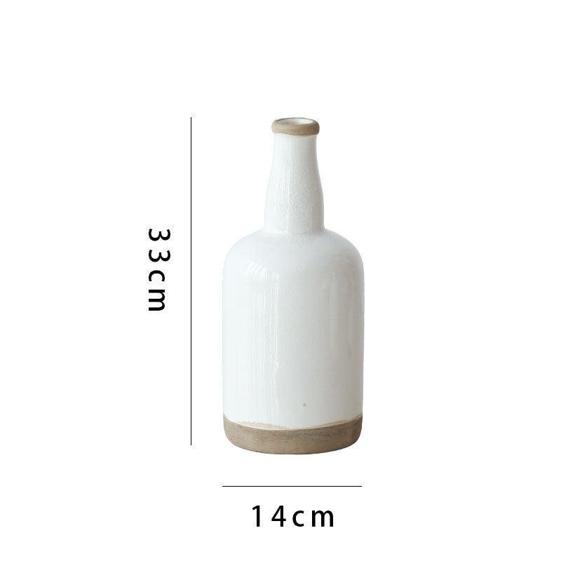 Porcelain Vase Living Room Vase Retro Small Mouth Flower - Pacisia