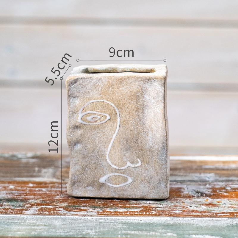 Portrait Art Terracotta Breathable Retro Shaped Terracotta Vase - Pacisia