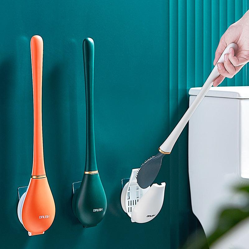 Punch-free Wall Hanging Silicone Toilet Brush Household Dead Corner Cleaning Set - Pacisia