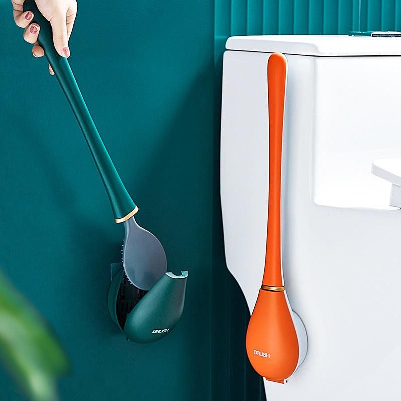 Punch-free Wall Hanging Silicone Toilet Brush Household Dead Corner Cleaning Set - Pacisia