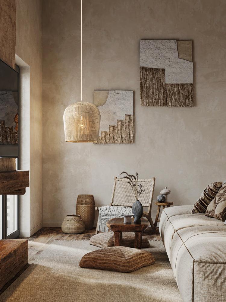 Rattan Chandelier At The Bedside Of Wabi Sabi B&B Study Room - Pacisia
