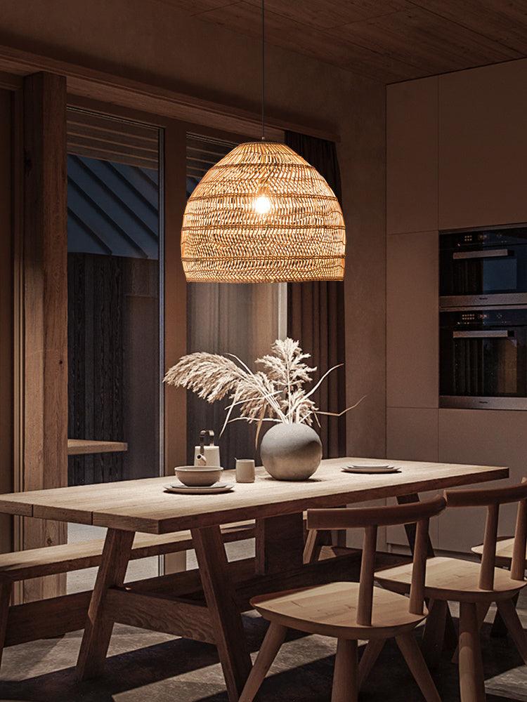 Rattan Chandelier At The Bedside Of Wabi Sabi B&B Study Room - Pacisia