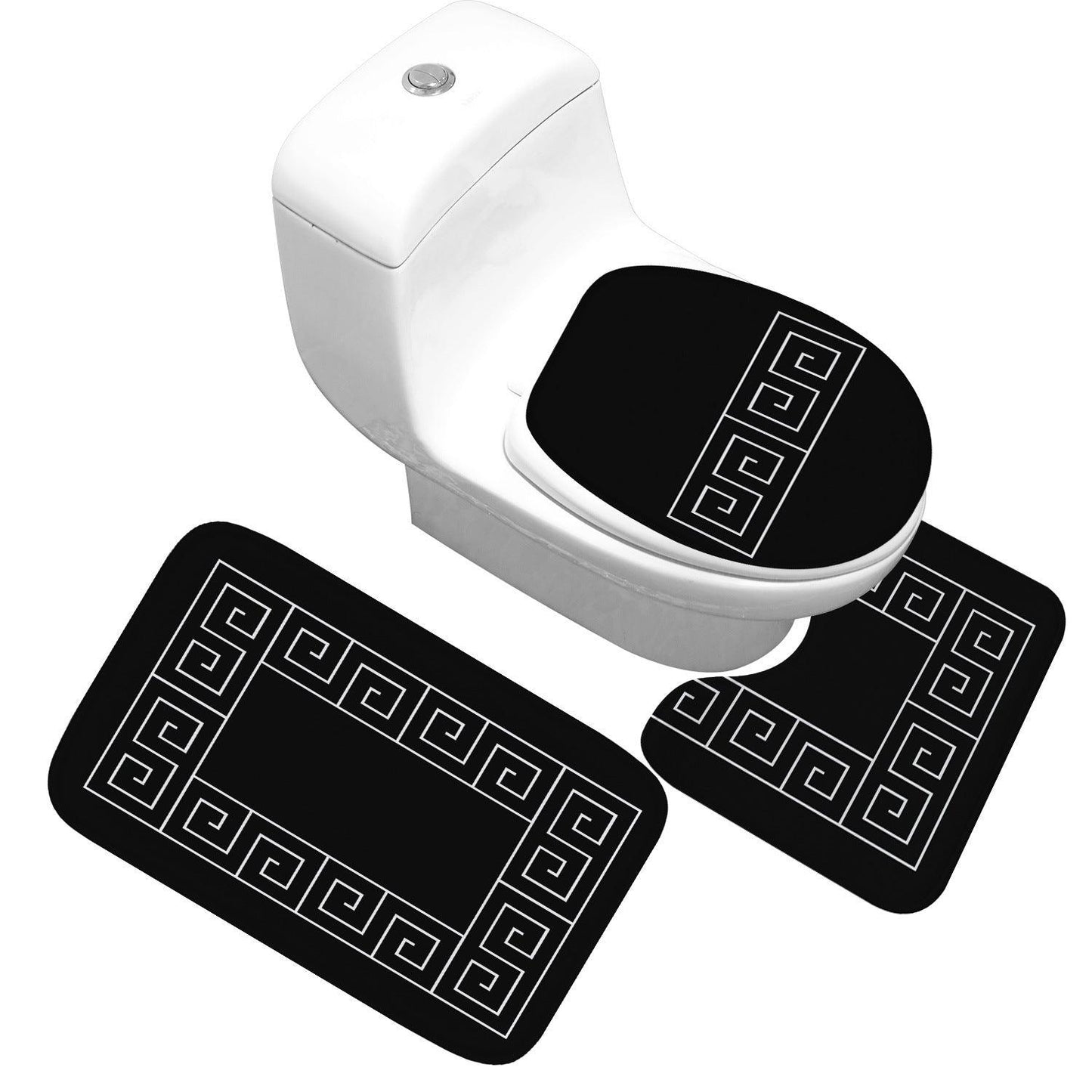 Receiving Bag Three-piece Toilet Bathroom Toilet Carpet Non-slip Absorbent Toilet Floor Mat Classic Pattern - Pacisia