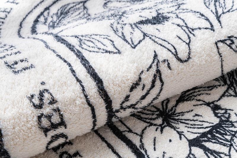 Retro Simple Square Black And White Plant Carpet Floral Bottom - Pacisia