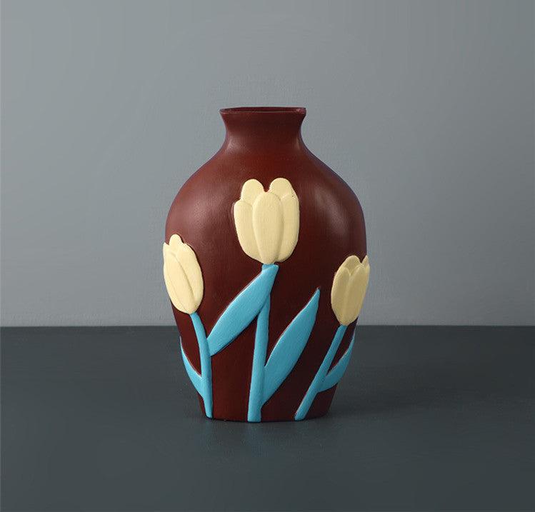 Retro Style Creative Painted Ceramic Vase Decoration - Pacisia
