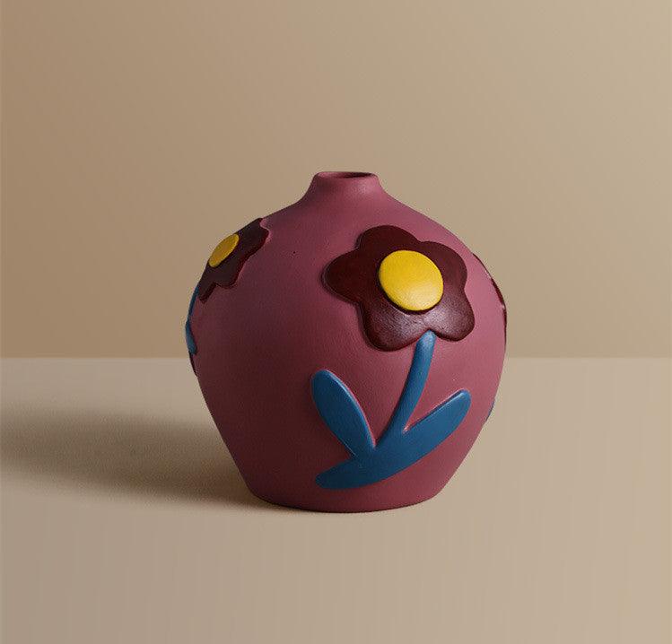 Retro Style Creative Painted Ceramic Vase Decoration - Pacisia